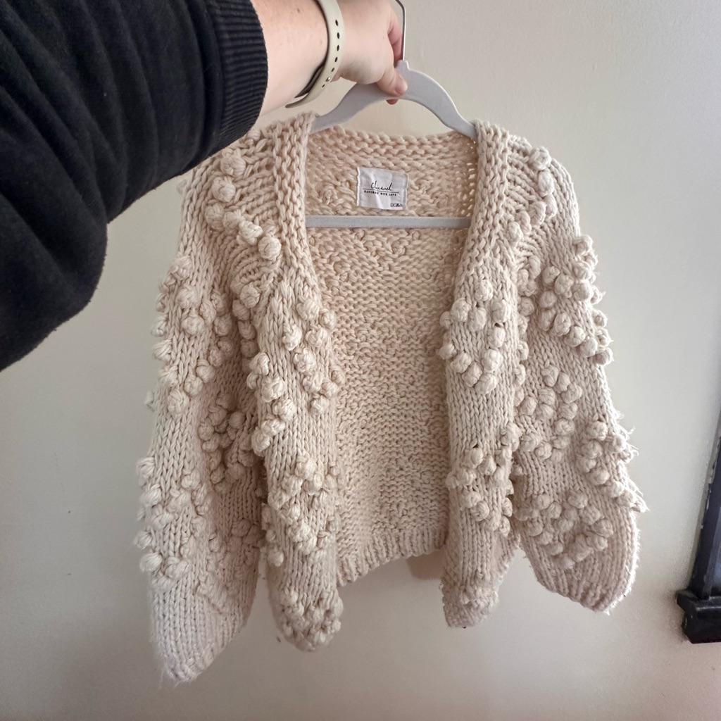 Anthropologie Chunky Knit Popcorn Cardigan In Cream